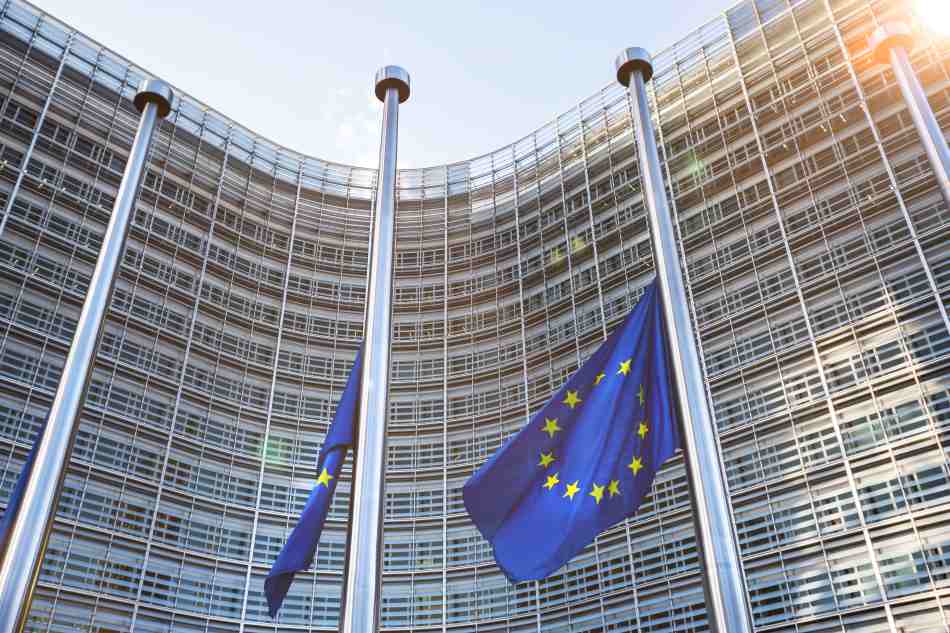 eu flags in brussel belgium