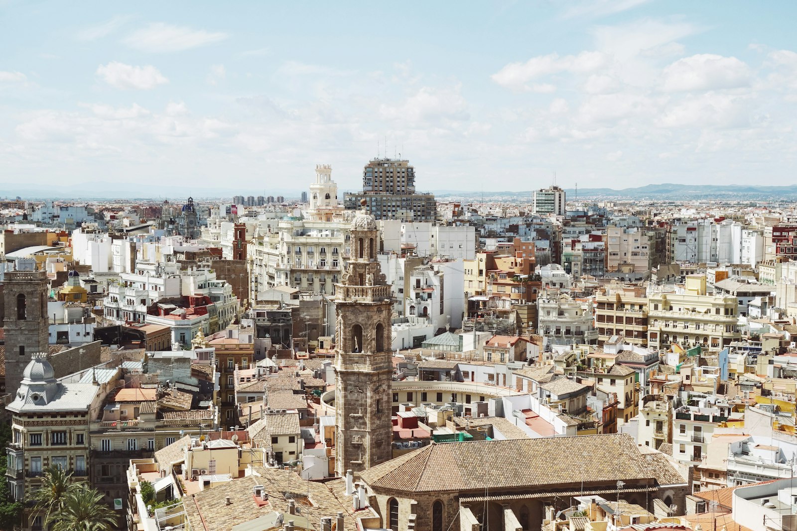 Rooftops of Valencia and the Santa Catalina bell tower, a common destination for people moving from Belgium to Spain